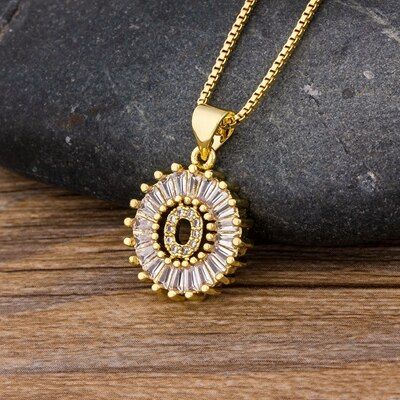 Fashion Gold Color 26 Letters Pendant Necklace Micro Pave Zircon Initial Letter Necklaces For Couples Best Family Name Jewelry