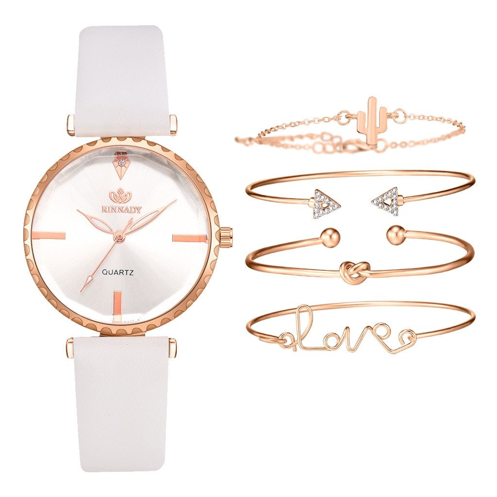 New Strap Ladies Watch Fashion Classic Quartz Watch Ladies Watch Bracelet Combination Set Watch