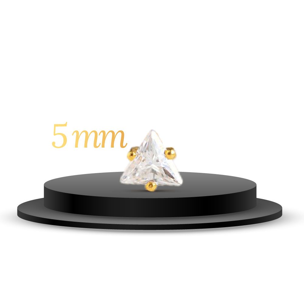 GOLD PLATED TRIANGULAR SHAPED White NOSE STUD-5mm