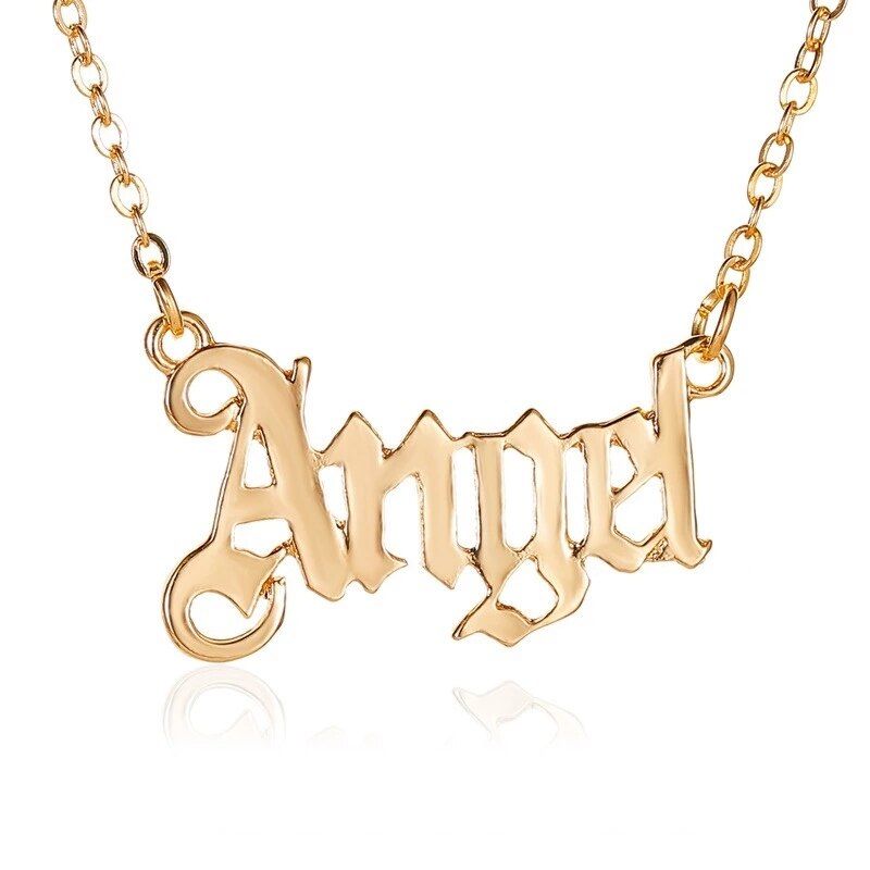 ZYZQ Personality Short Babygirl English Alphabet Necklace For Women Simple Fashion Angel Pendant Clavicle Chain