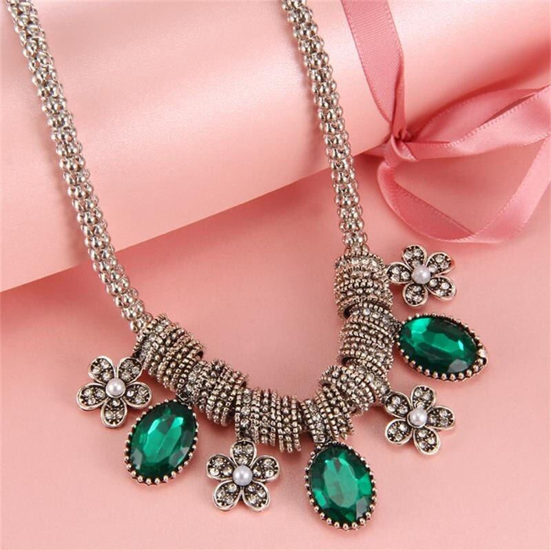 Women Statement Choker Necklaces Crystal Rhinestone Charm Black Stone Drop Necklace