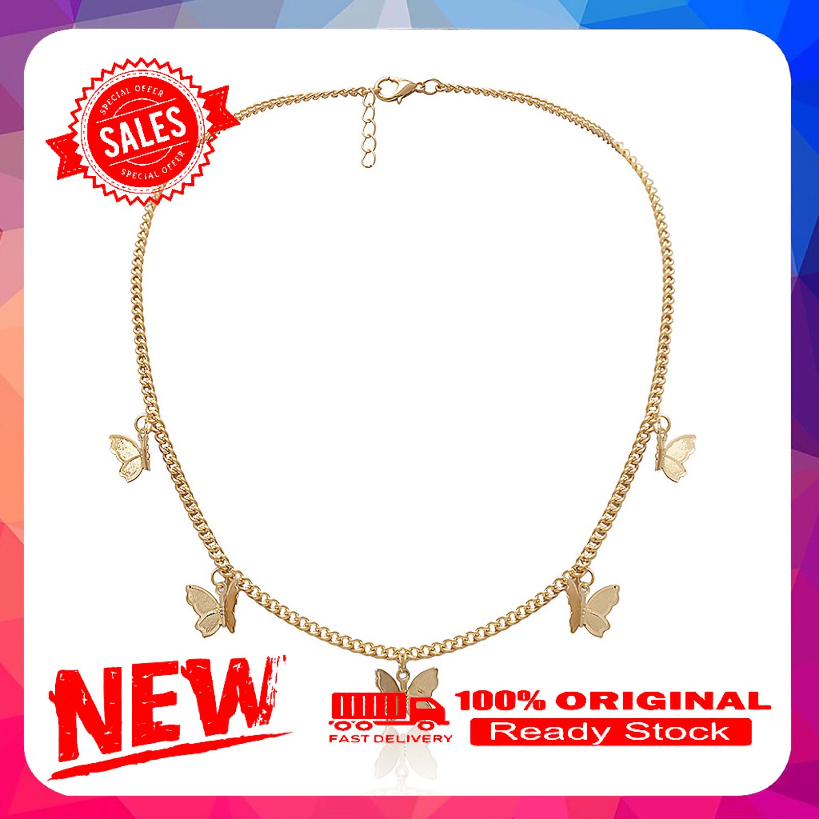 Necklace Adjustable Chain Stylish Alloy 5 Pendants Necklace for Dating