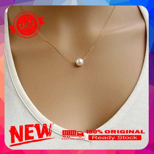 Women Fashion Simple Faux Pearl Golden Silver Alloy Choker Statement Collar Necklace