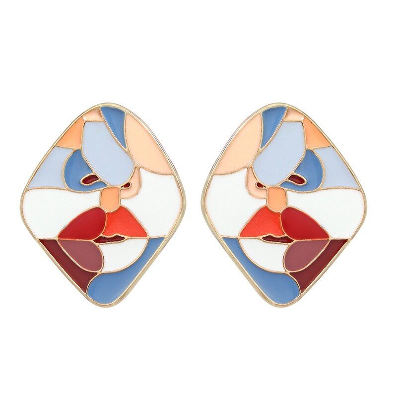 17KM Vintage Blue Daisy Stud Earring For Women Small Geometric Drip Oil Earrings Gift Fashion Tiny DIY Jewelry