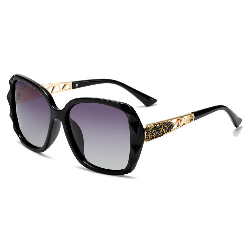 Bright Black FrameLuxury Polarized Sunglasses Women Brand Designer Vintage Oversized Sun Glasses Ladies Gradient Driving Eyewear Oculos UV400