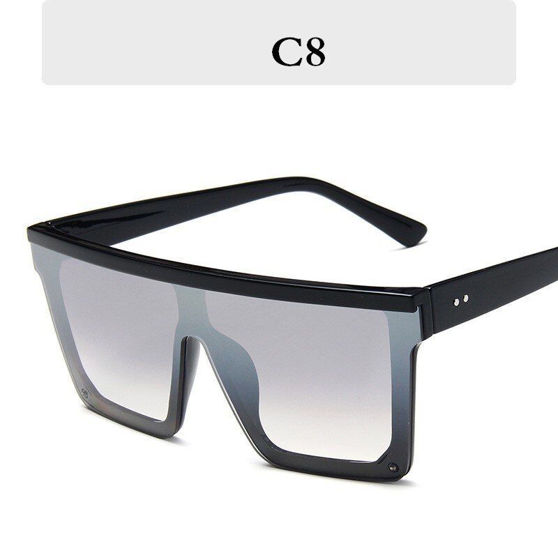C8Unisex Fashion 2019 Ladies Square Sunglasses Women Oversized Shades Vintage Brand Designer Silver Mirror Sun Glasses For Female
