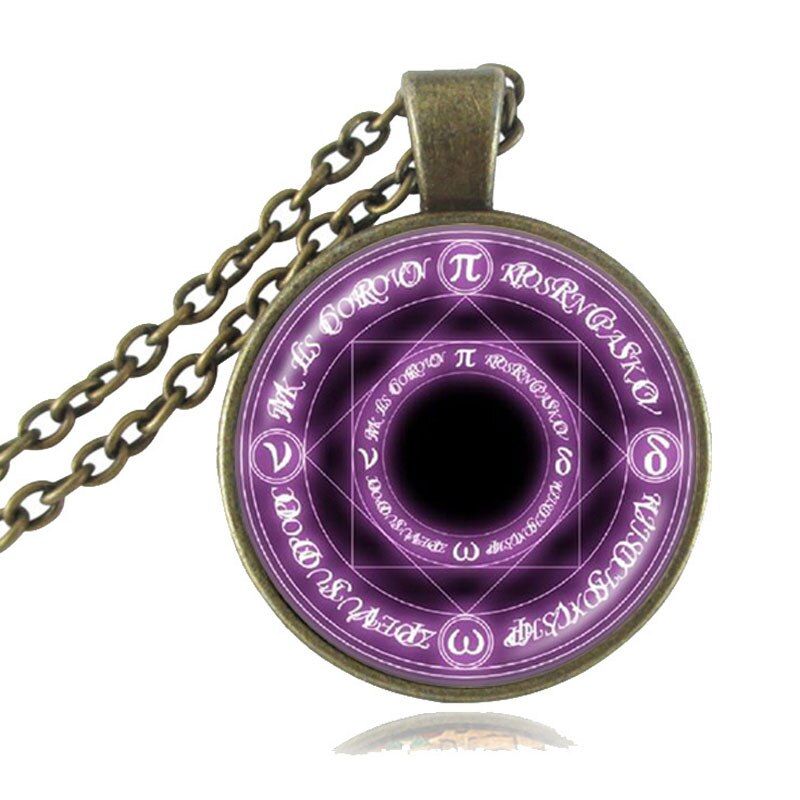 Magic Circle Space Moon Star Ouija Wicca Gypsy Pentagram Witch Steampunk Pendant Necklace Round Chain Hexagon Necklace HZ1