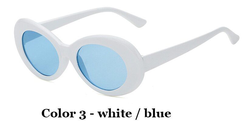 white blue2021 Goggles Cobain Round Sunglasses For Women Mirror Glasses Retro Female Male Sun Glasses UV400