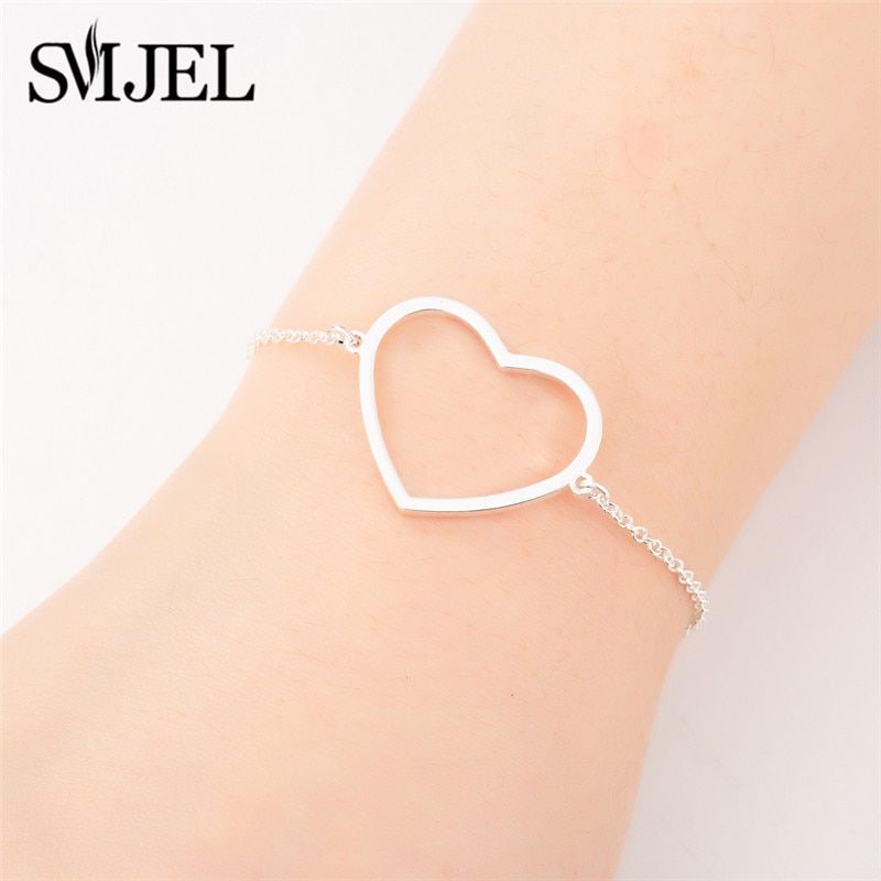 SMJEL Simple Hollow Geometric Bracelets Bangles Women Adjustable Heart Star Bracelet Fashion Party Jewelry Birthday Gifts