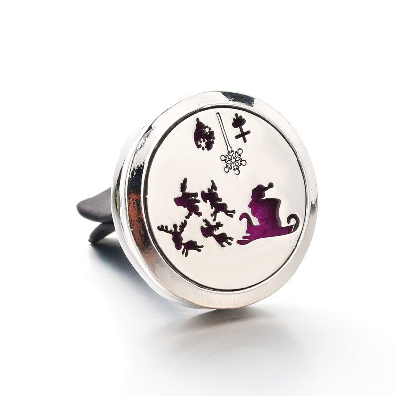 30mm 25 models Stainless Steel Car Air Freshener Perfume Essential Oil Diffuser necklace Locket Christmas gift