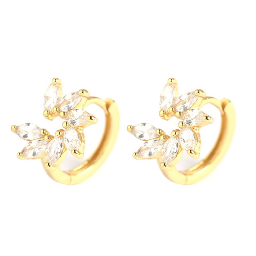 Fashion Women Rhinestone Inlaid Flower Hoop Huggie Earrings Party Jewelry Gift