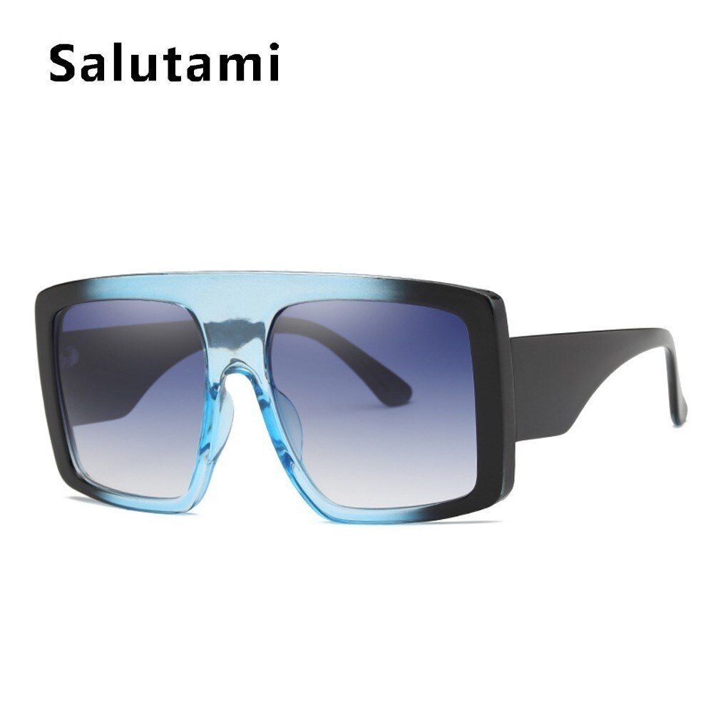 blue blueBlack One Piece Square Sunglasses For Women Brand Big Shield Female Sun Glasses Men Vintage Oversize Eyewear 2020