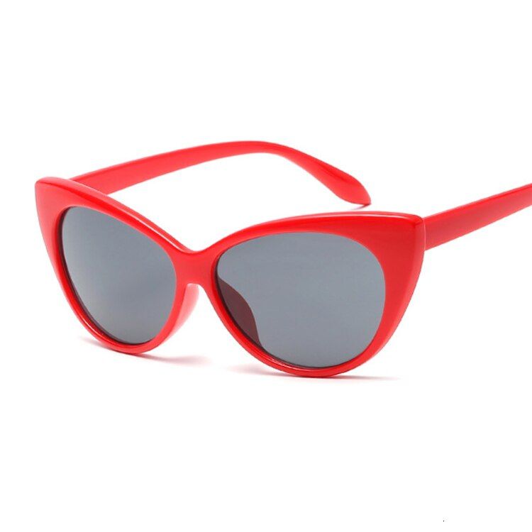 Red GrayNew Small Classic Women Sunglasses Female Vintage Luxury Plastic Brand Designer Cat Eye Sun Glasses UV400 Fashion