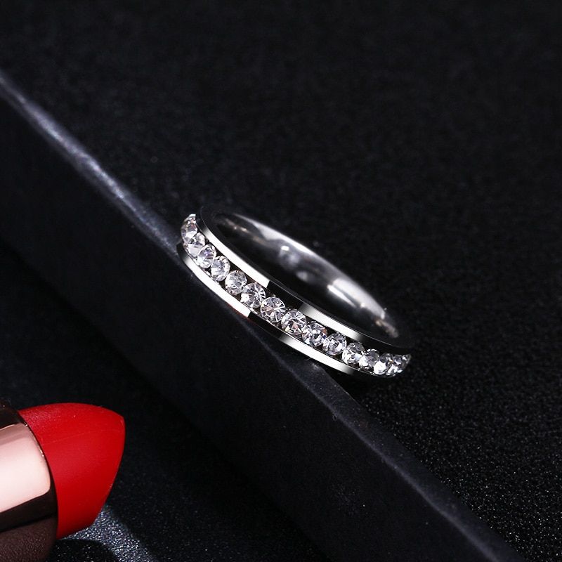 DOTIFI  316L Stainless Steel Rings For Women Gold Color Crystal Engagement Wedding Ring Jewelry