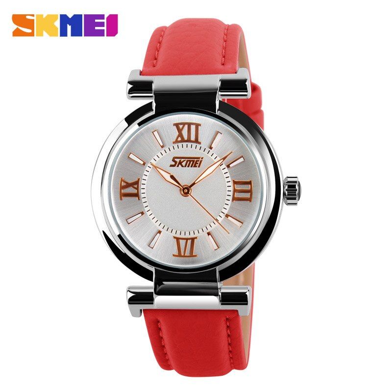 【BestGO】SKMEI Watch Women Fashion Luxury Brand Watches 3Bar Waterproof Simple Leather Strap Women Quartz Wristwatches reloj