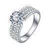 ury Women 3 Rows Shiny Zircon Inlaid Finger Ring Wedding Party Jewelry Gift