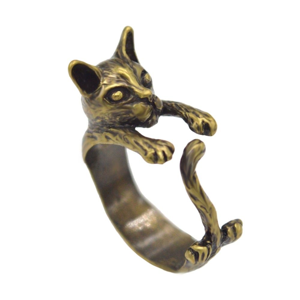 Kinitial Animal Ring Cat Rings With Tail Anillos Punk Animal Dog Rings for Women Anel Men Cat Rings Bague Bijoux Women Wholesale
