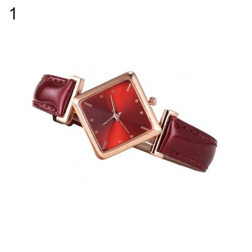 Watch for Women Faux Leather Band Square Dial Quartz Watch Star Shape Bracelet Set