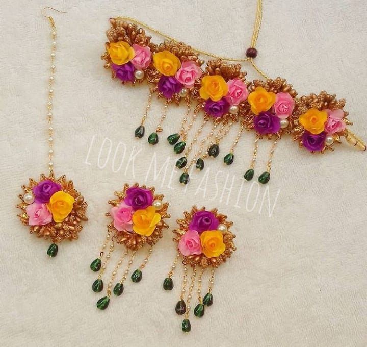 Flower Jewellery Earrings tikli and Choker Bridal/Holud/Boishakh Fashion For Women