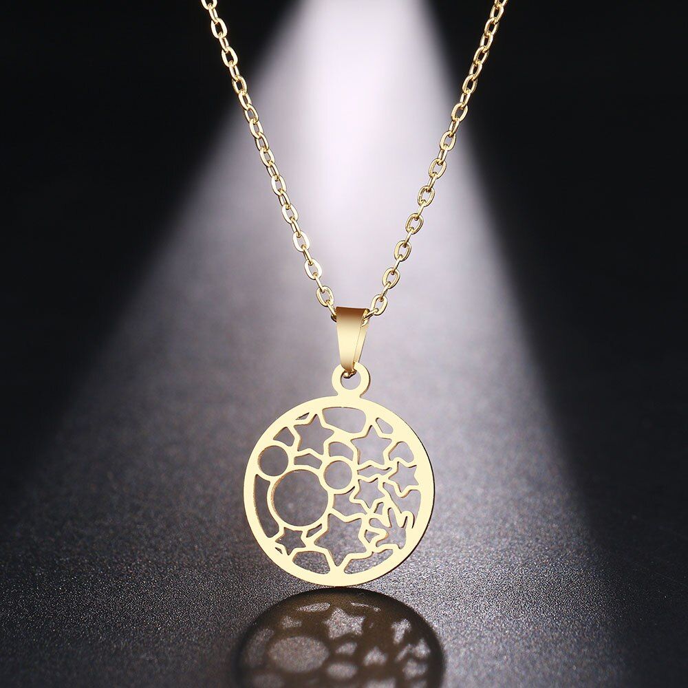 DOTIFI Stainless Steel Necklace For Women Man Universe Milky Way Star Choker Pendant Necklace Engagement Jewelry