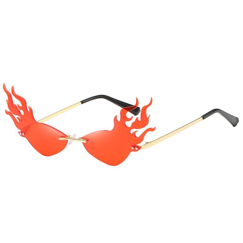 4Fashion Fire Wave Flame Sunglasses Women Men Rimless Sun Glasses Eyewear Luxury Trending Wide Side Party Sunglasses Streetwear