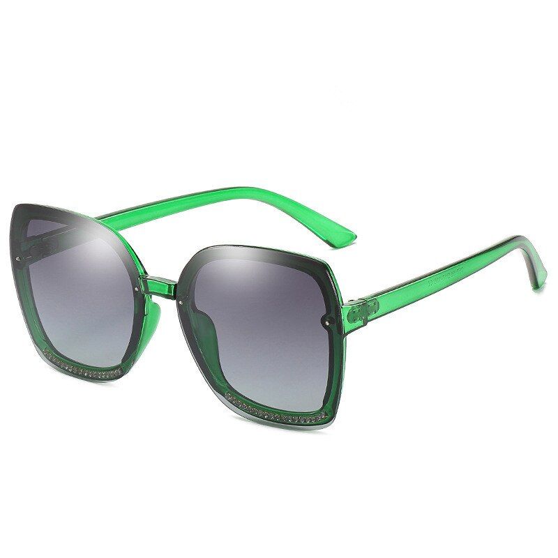 6FENCHI Rhinestone Rimless Polarized Sunglasses Women 2020 Oversized UV400 High Quality Female Sun Glasses Driving Eyewear