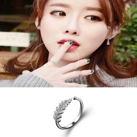 Silver Plated Stone leaf Finger Ring for Women