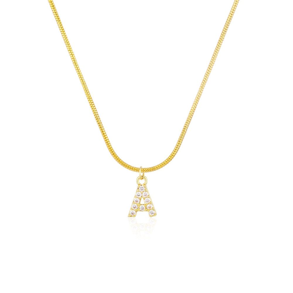 Inlaid Zircon Letter Initial Necklace For Women Choker Chain Necklace Collier Alphabet Necklaces Jewelry Friends