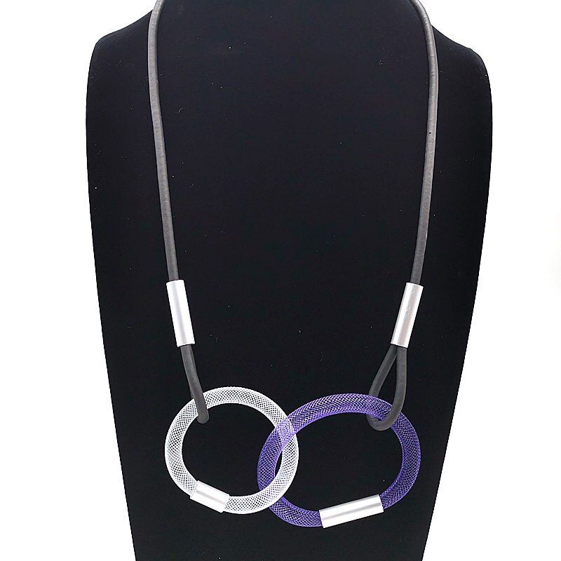 Multicolor Circle Pendants & Necklaces For Women Collar Chain Handmade Rubber Jewelry Long Necklaces Gift Girl Choker(null)