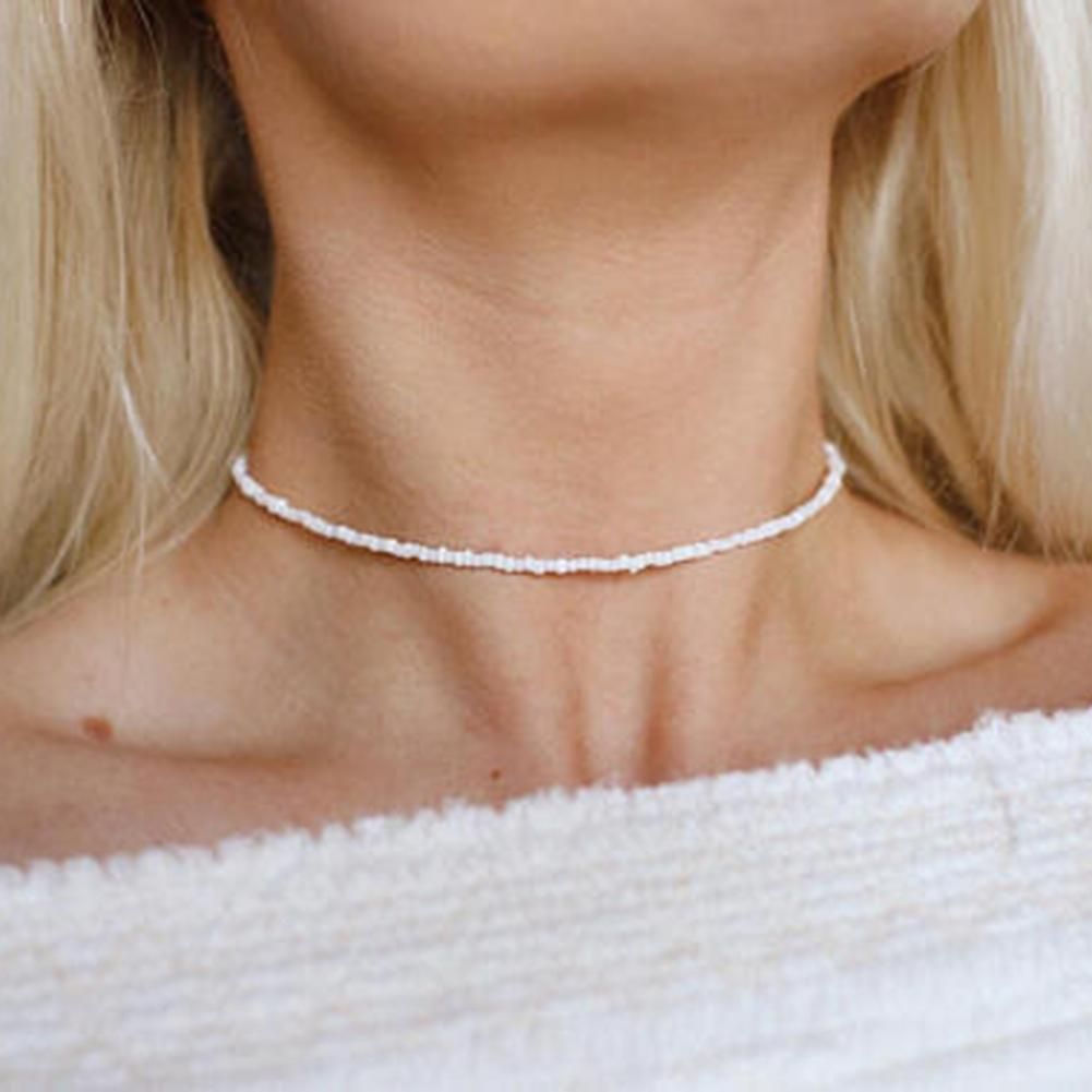 Simple Necklace Women choker Fashion Women Beaded Choker Necklace Summer Beach Jewelry Birthday Chain Jewelry Gift Women Jewelry