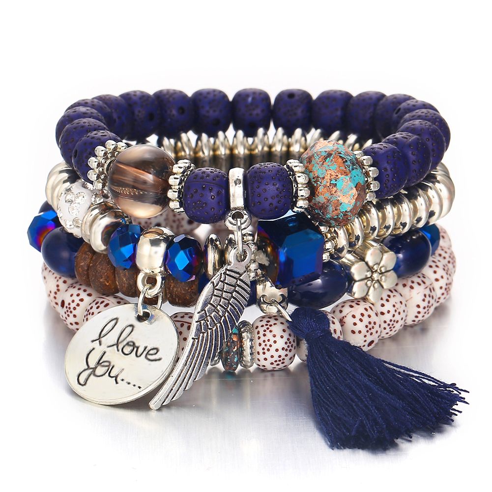Yfashion Women Bead Bracelets Vintage assel Bracelet Female Jewelry Natural Stone Charms Wristband