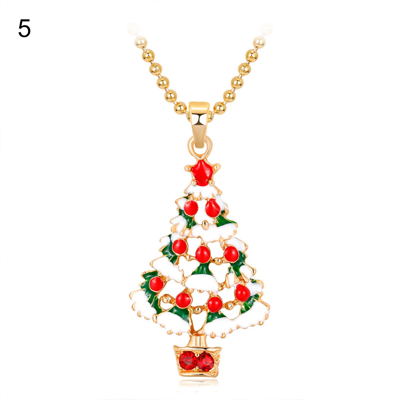 Christmas Necklace Santa Claus Hat Jewelry Shiny Rhinestone Necklace for Festival