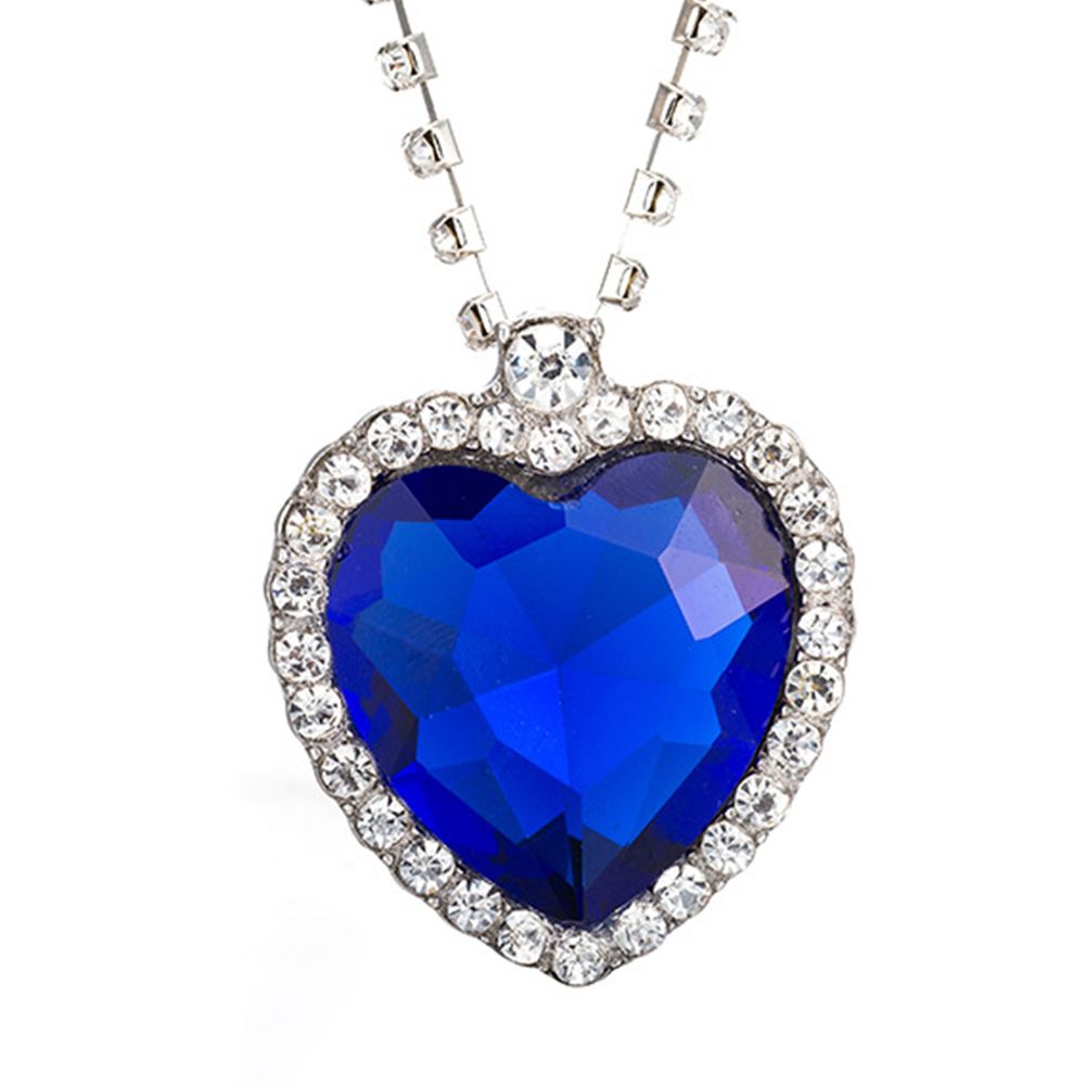 Women Fashion Heart Shape Cubic Zirconia Pendant Chain Necklace Jewelry Gift