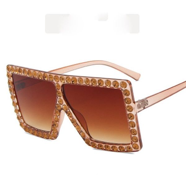 2020 Summer New Woman's Sunglasses Fashion Rhinestones Square Mixed Colorful Oversized Shade Eyewear