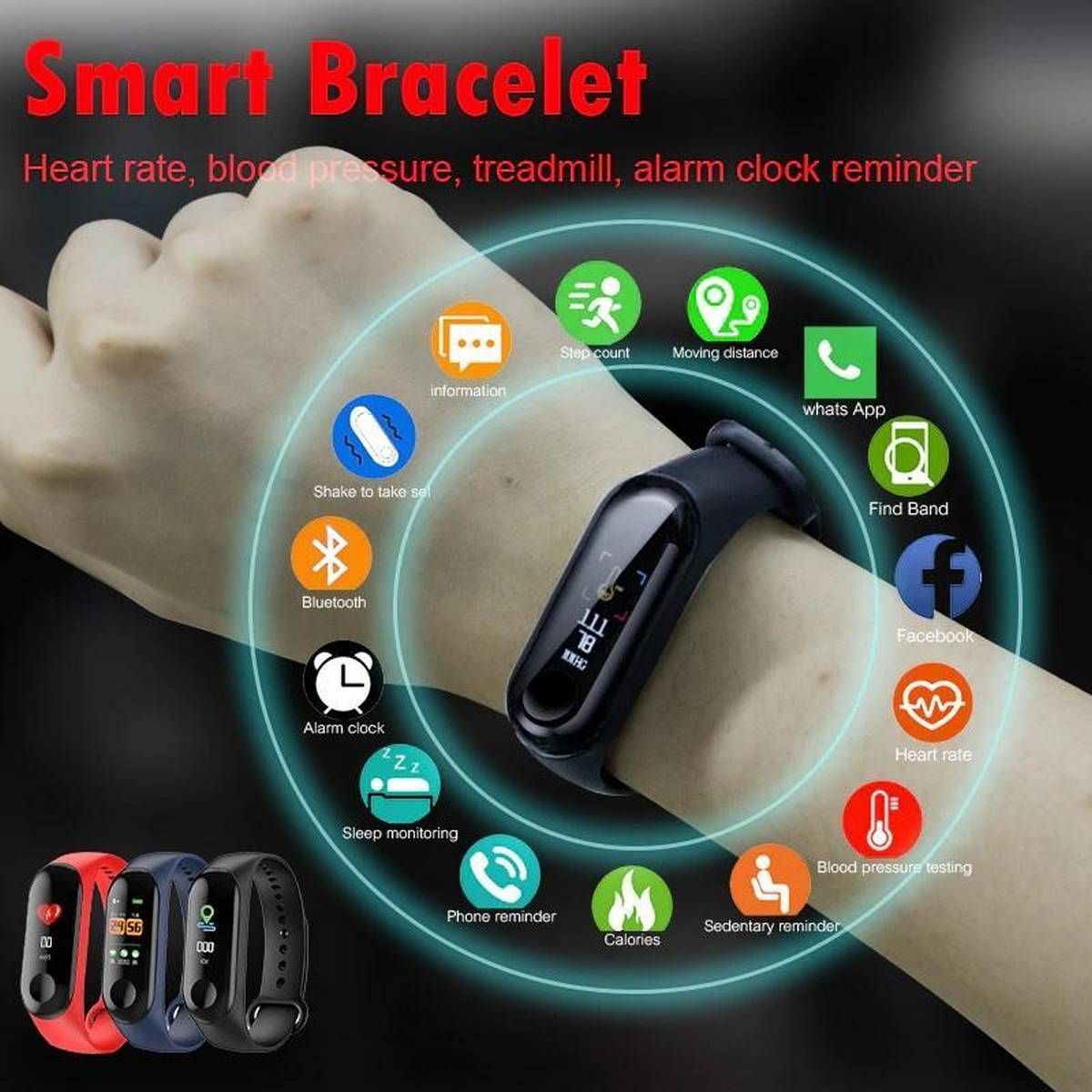 M3 Plus Smart Band Color Monitor Waterproof Heart Rate Monitor