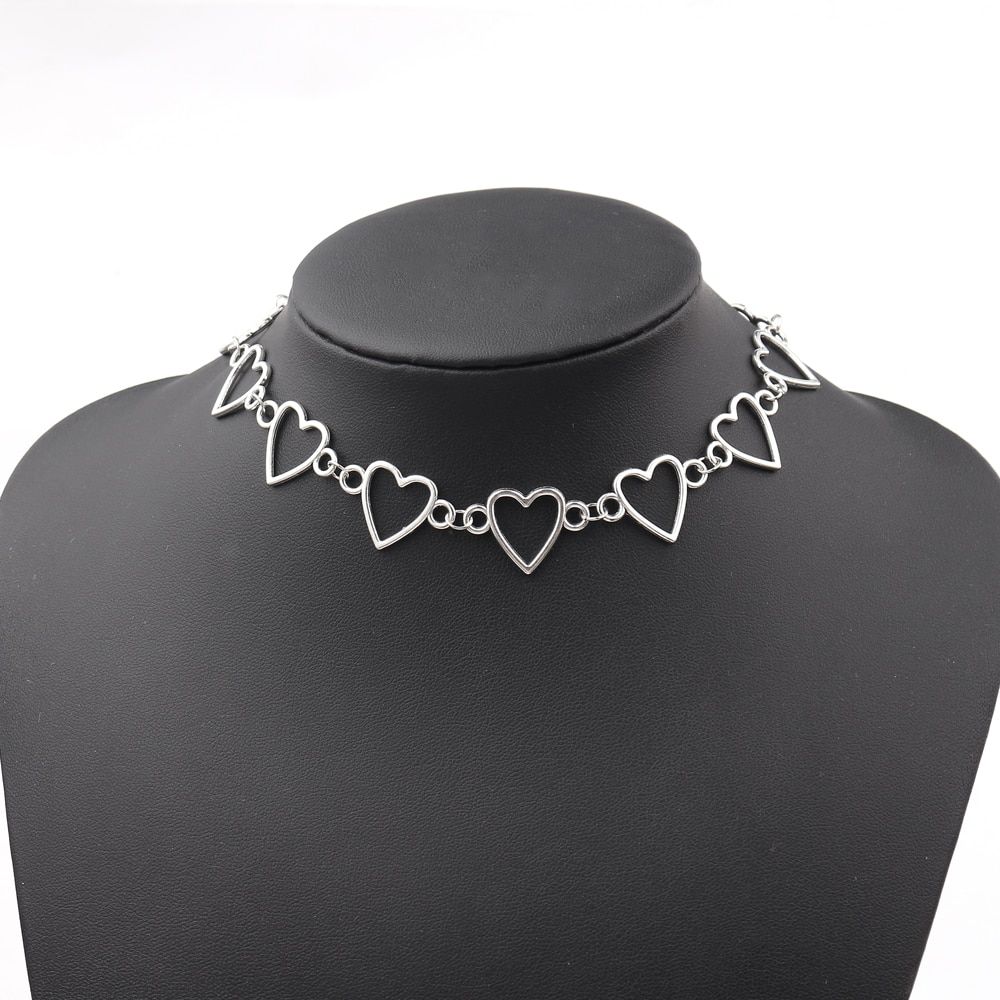 37cm short chain Boho Gothic heart chokers for women love punk choker necklaces girls gifts hot selling(null)