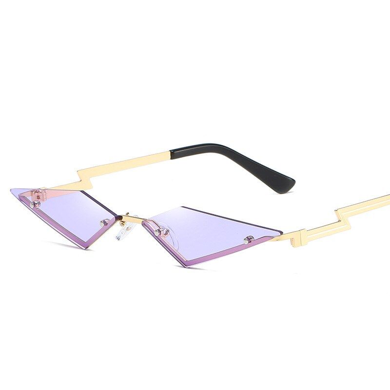 6 purpleNew Fashion Rimless Sunglasses Women 2020 Luxulry Brand Cat Eye Frameless Alloy Eyeglasses For Female UV400 Shades Oculos De Sol