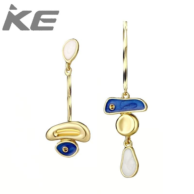 Irregular Asymmetric Blue Pink Geometric Statement for Women Long Jewellry