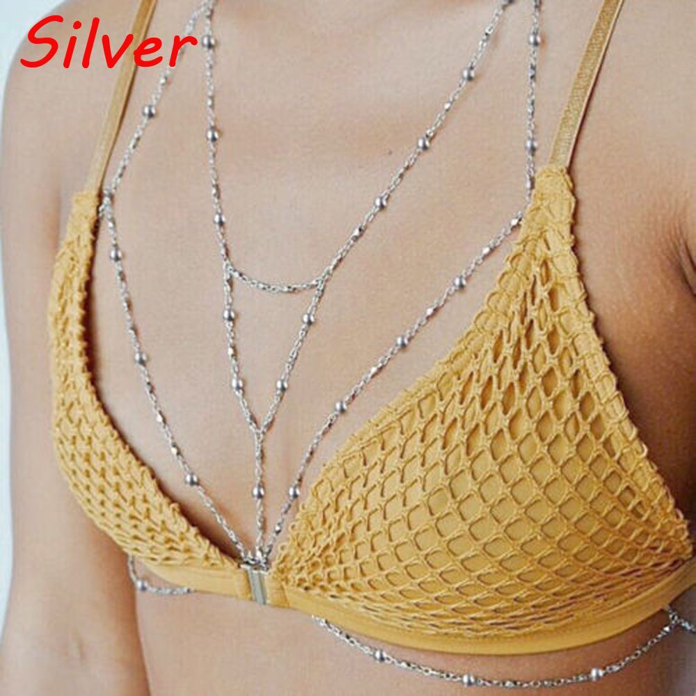 Womens Sexy Sequins Bra Bikini Harness Necklace Waist Body Chain Fashion Jewelry Harness Crossover Belly Waist Jewel