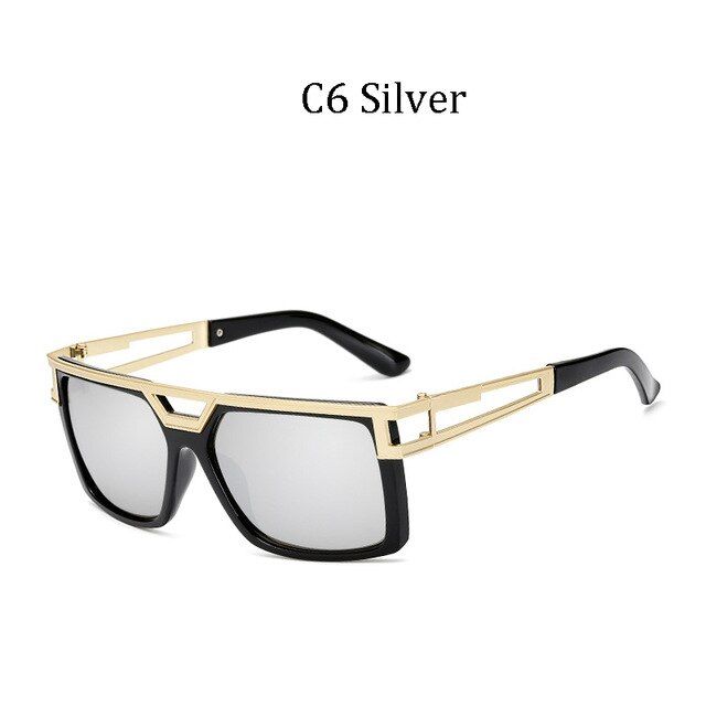 C6LVVKEE Hot fashion Brand designer Large frame sunglasses men Vintage women sun glasses Retro Gradient Square UV400 Eyewear male