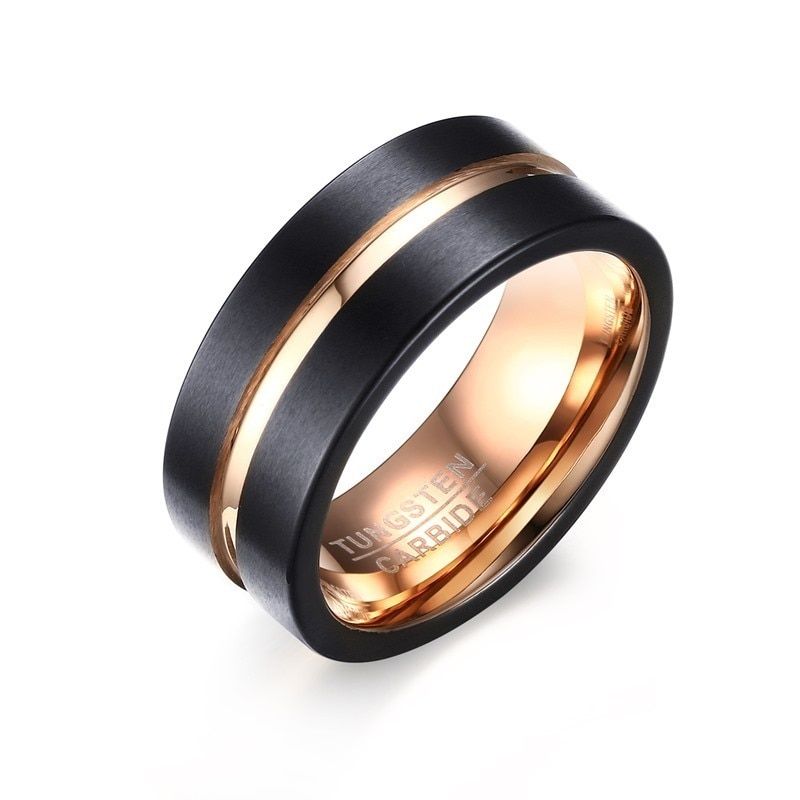 Vnox 8mm Matte Surface Tungsten Carbide Men Ring Classic Black Wedding Bands Male Alliance Anniversary Gift Comfort Wear