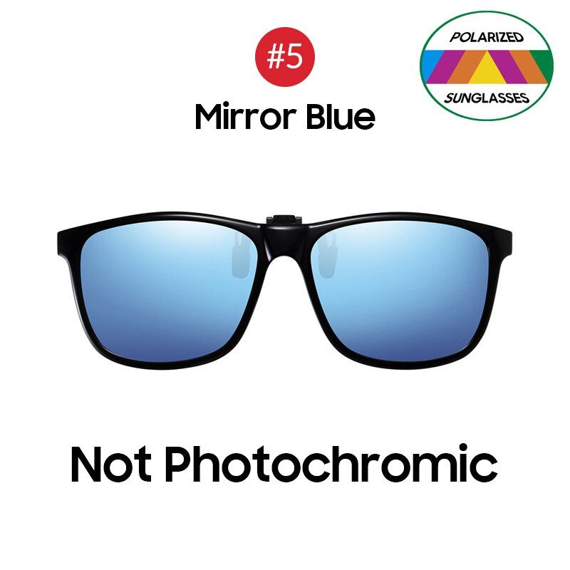 VIVIBEE 2021 Polarized Pilot Flip Up Clip on Sunglasses Men Photochromic Polarised Women Sun Glasses Color Change Night Driving-5 Mirror Blue-without case