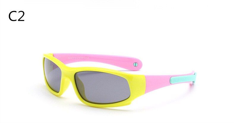 C2YOOSKE Unbreakable Kids Polarized Sunglasses Boy Girls Fashion Sun Glasses Children Safety Silicone Eyewear Candy Color Frame