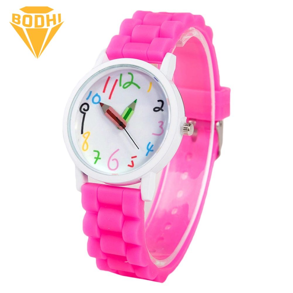 BODHI Fashion Children Kids Arabic Numerals Pencil Analog Display Quartz Wrist Watch