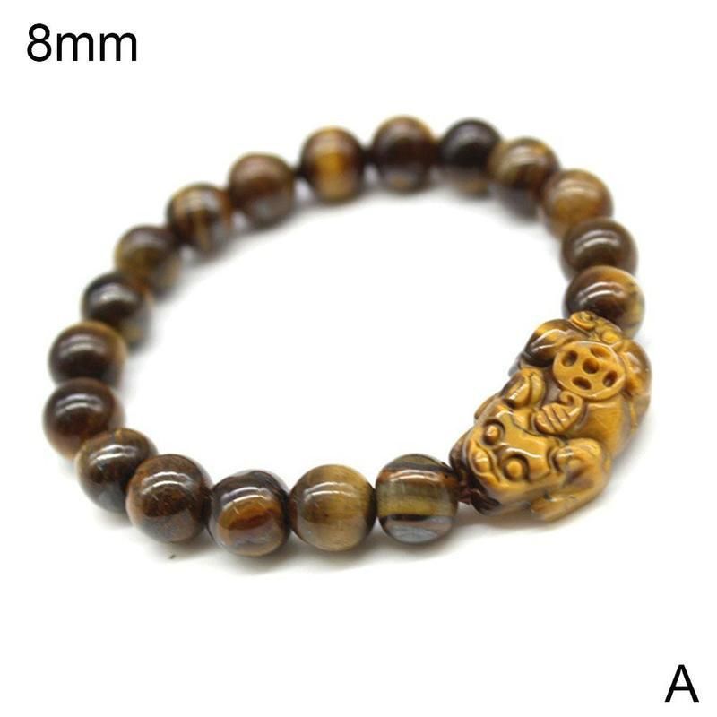 Natural Shui Tiger Eye Stone Pi Yao Pi Xiu Lucky 8/10/12mm For Wealth L6L4