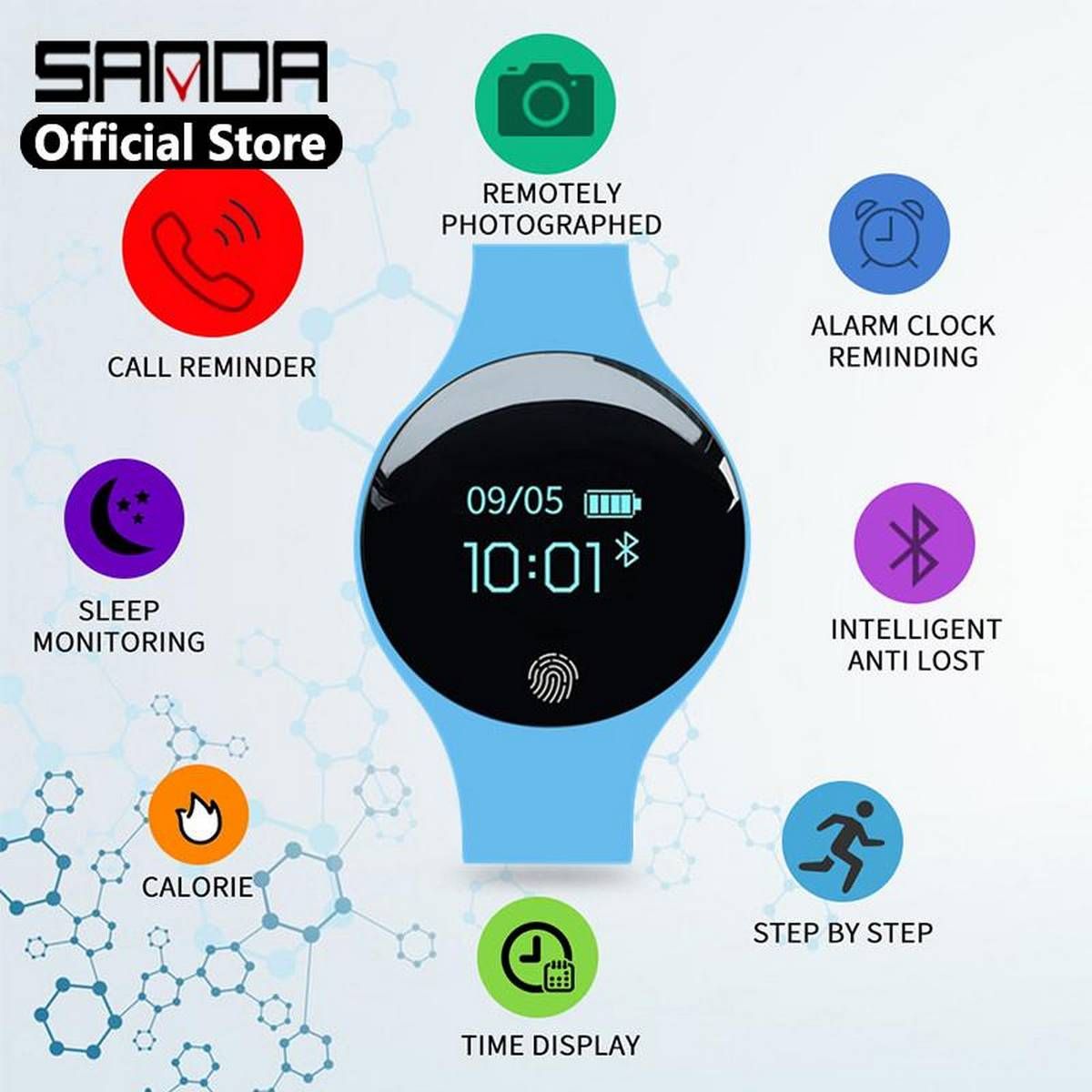 SANDA Bluetooth Smart Watch for IOS Android Men Women Sports Smart Pedometer Fitness Bracelet Watch for iPhone Clock Fashion Mens Watch