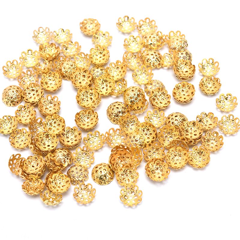 200Pcs/Set Flower BeadCap End Beads Caps Floral Metal Filigree Jewelry Findings