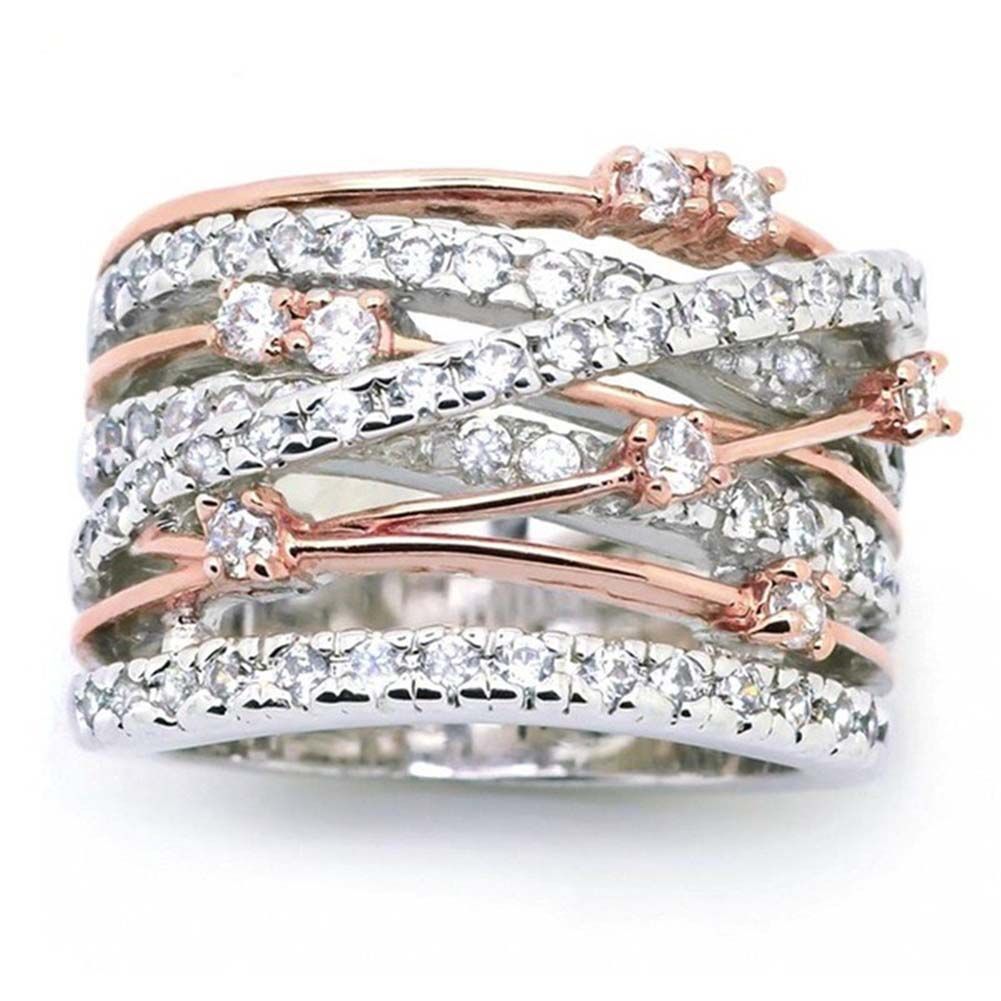 Women Rhinestone Wide Band Finger Ring Wedding Jewelry