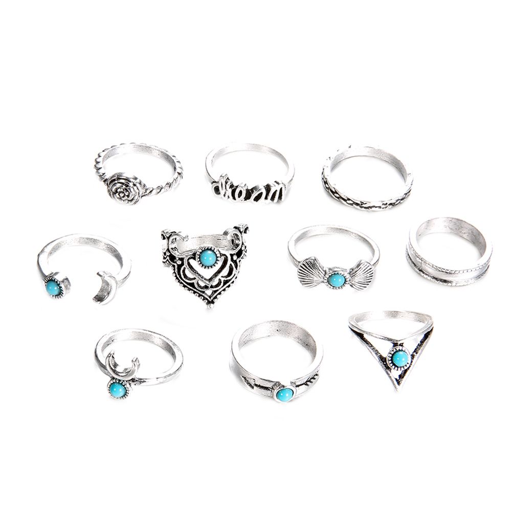 Women Bohemia Fake Turquoise Fingers Knuckle Rings Wedding Party Jewelry