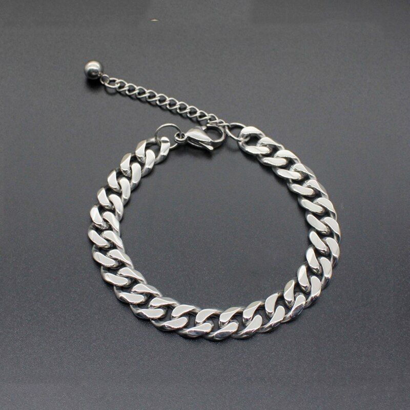 5mm 7mm 9mm Rock Gold Silver Color Stainless Steel Mens Bracelet 2020 Curb Cuban Link Bracelet Accessories Wristband Jewellery